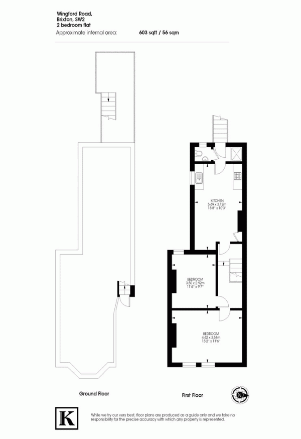 Floor Plan Image for 2 Bedroom Flat to Rent in Wingford Road, London