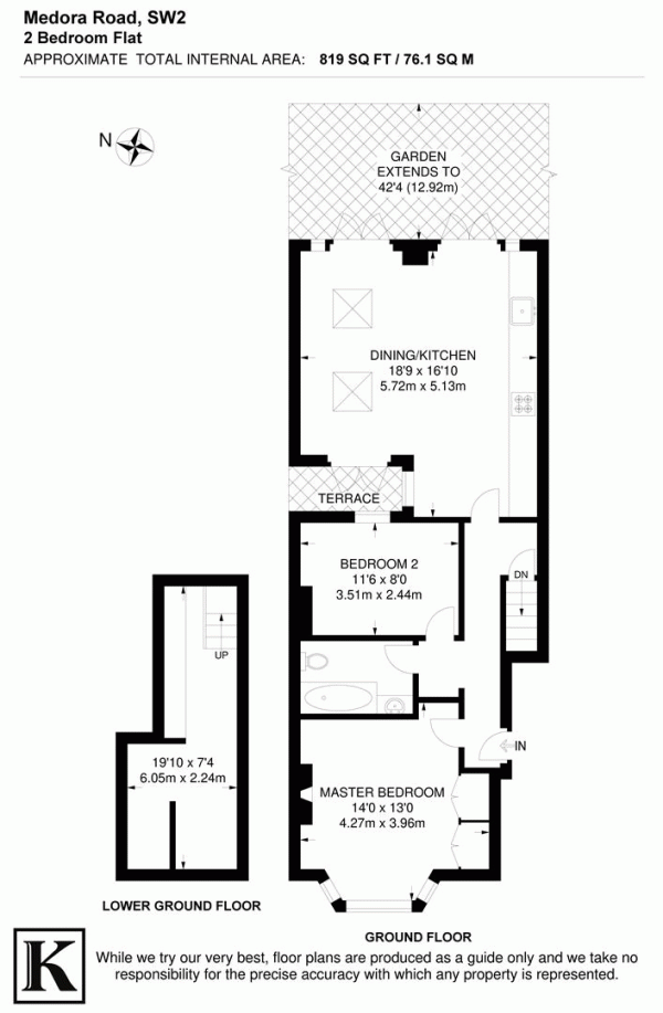 Floor Plan for 2 Bedroom Flat for Sale in Medora Road, SW2, SW2, 2LW -  &pound650,000