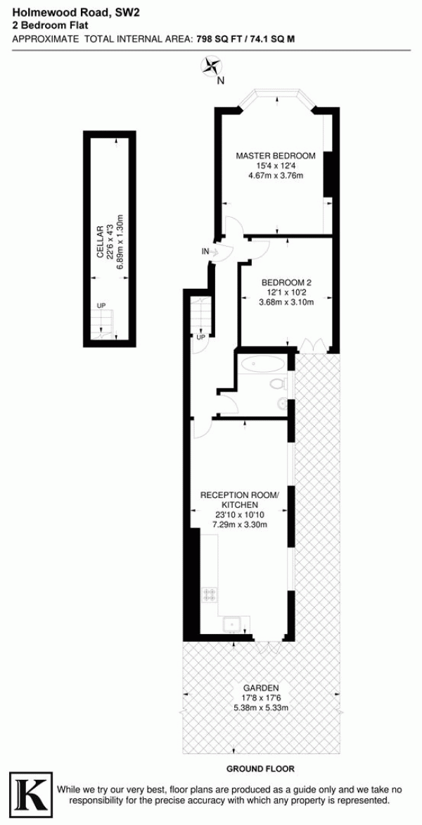Floor Plan for 2 Bedroom Flat for Sale in Holmewood Road, SW2, SW2, 3RP -  &pound550,000