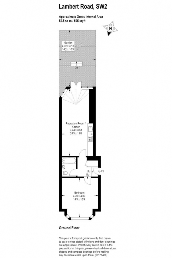 Floor Plan Image for 1 Bedroom Flat to Rent in Lambert Road, SW2