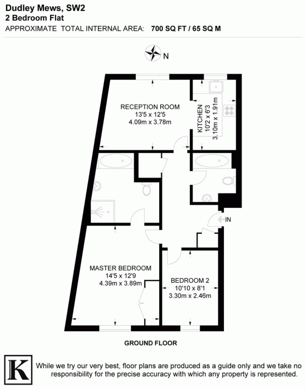 Floor Plan for 2 Bedroom Flat for Sale in Dudley Mews, SW2, SW2, 2YE - Offers Over &pound450,000