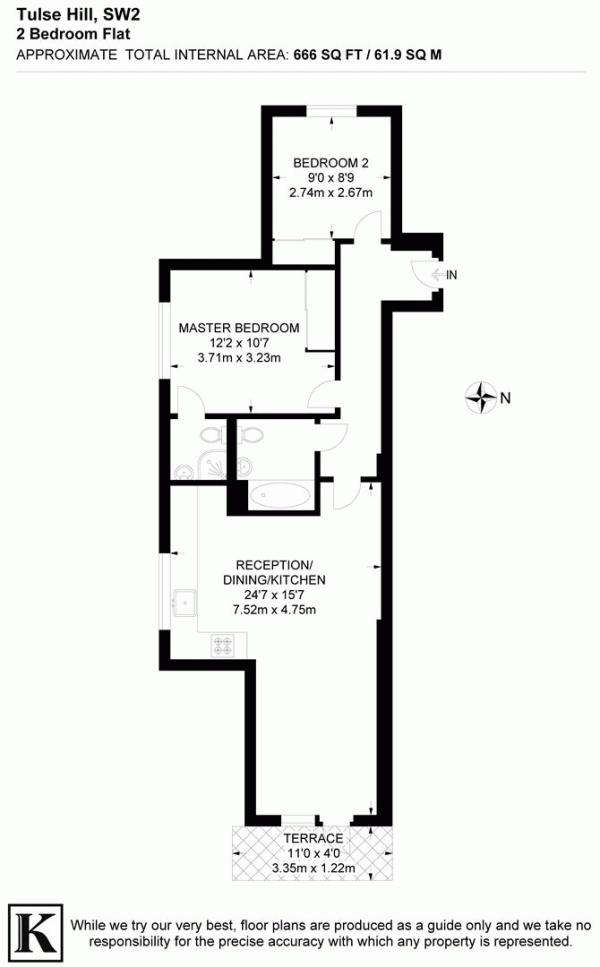 Floor Plan for 2 Bedroom Flat for Sale in Tulse Hill, SW2, SW2, 2QB -  &pound490,000