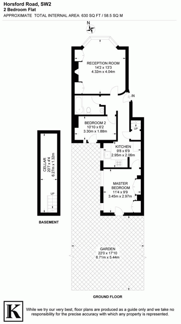 Floor Plan for 2 Bedroom Flat for Sale in Horsford Road, SW2, SW2, 5BP -  &pound575,000