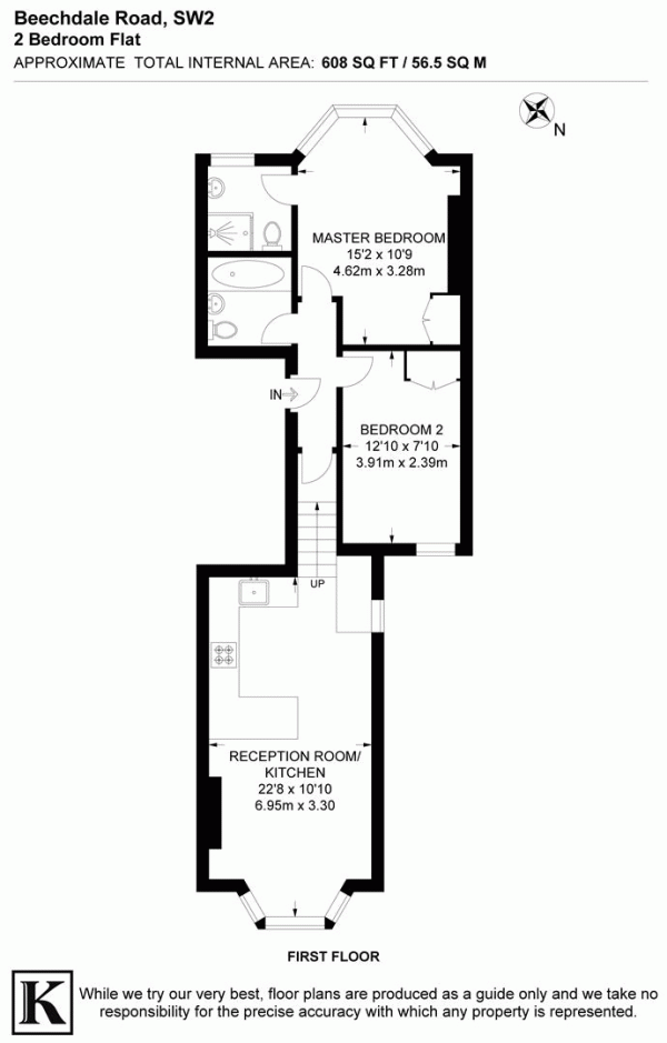 Floor Plan for 2 Bedroom Flat for Sale in Beechdale Road, SW2, SW2, 2BW -  &pound499,950