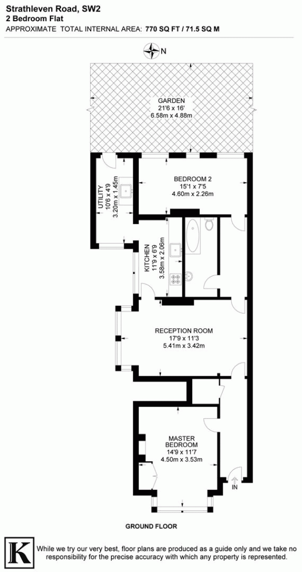 Floor Plan Image for 2 Bedroom Flat for Sale in Strathleven Road, SW2