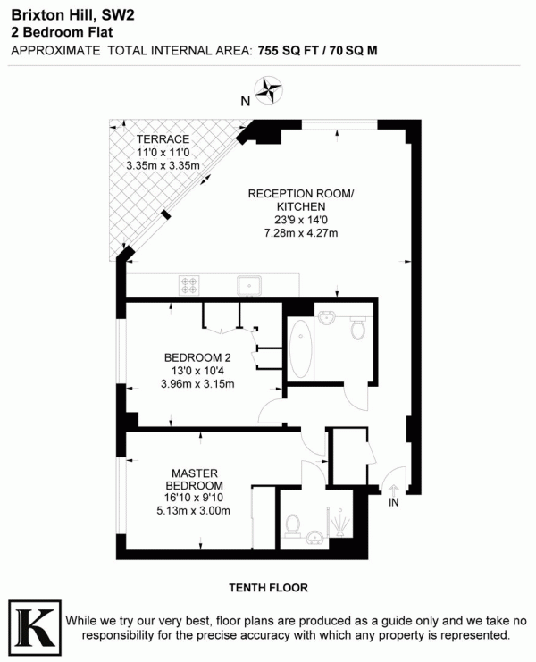 Floor Plan for 2 Bedroom Flat for Sale in Somerset Place, SW2, SW2, 1EG -  &pound695,000