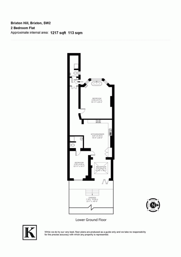 Floor Plan for 2 Bedroom Flat for Sale in Brixton Hill, SW2, SW2, 1JE -  &pound725,000