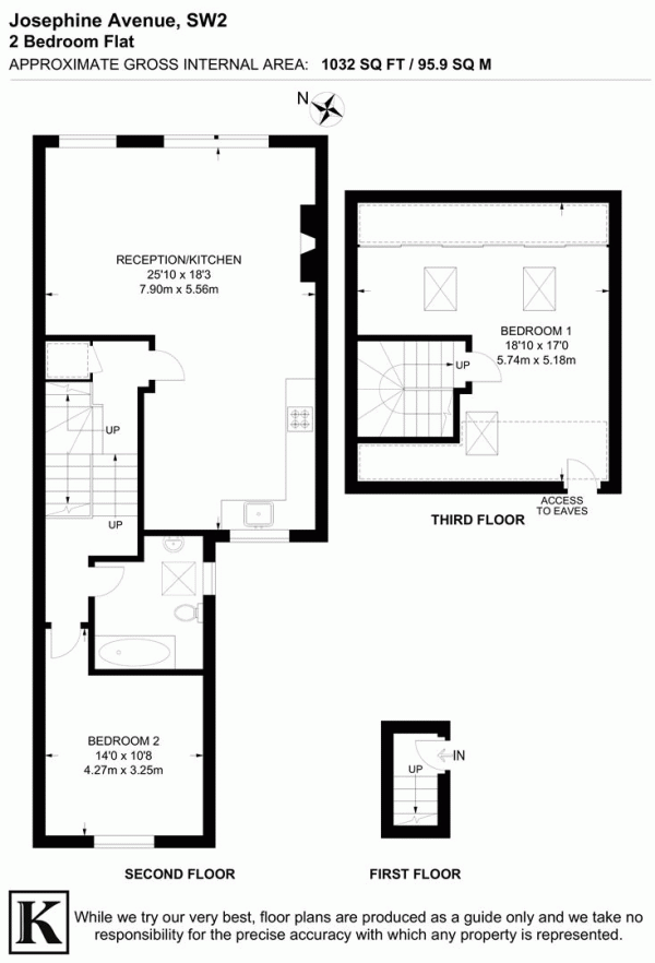 Floor Plan for 2 Bedroom Flat for Sale in Josephine Avenue, SW2, SW2, 2JZ -  &pound600,000