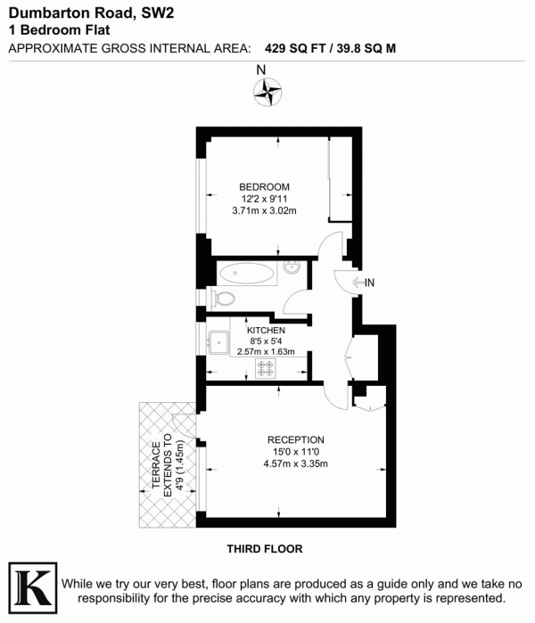 Floor Plan Image for 1 Bedroom Flat for Sale in Brixton Hill, SW2