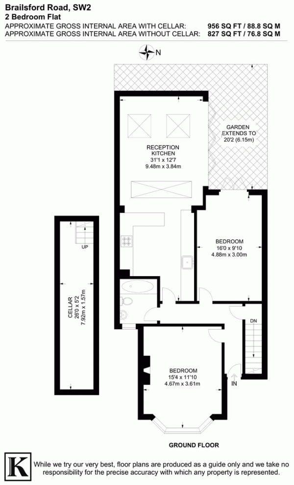 Floor Plan Image for 2 Bedroom Flat for Sale in Brailsford Road, SW2