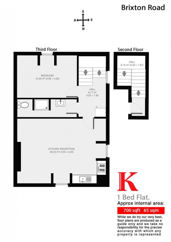 Floor Plan Image for 1 Bedroom Flat to Rent in Brixton Road, SW9