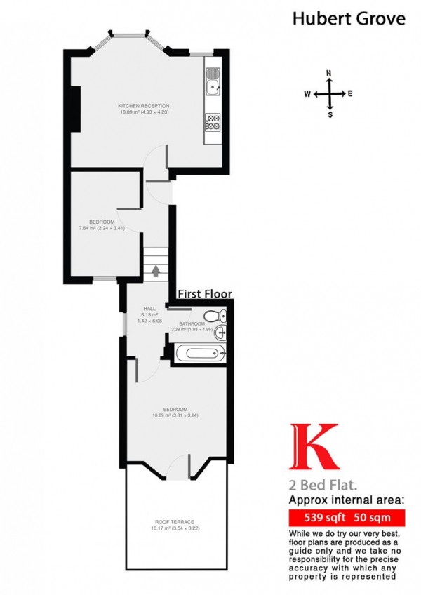 Floor Plan Image for 2 Bedroom Flat to Rent in Hubert Grove, SW9