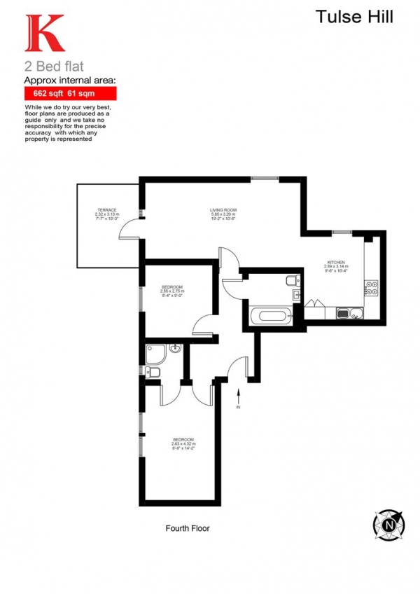 Floor Plan Image for 2 Bedroom Flat to Rent in Tulse Hill, SW2