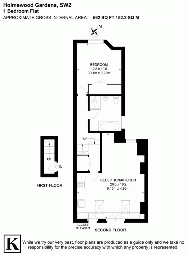 Floor Plan Image for 1 Bedroom Flat for Sale in Holmewood Gardens, SW2