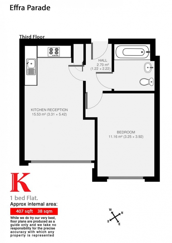 Floor Plan Image for 1 Bedroom Flat to Rent in Effra Parade, SW2