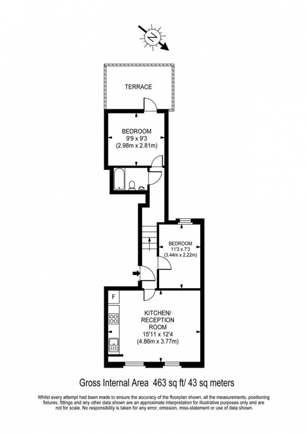 Floor Plan Image for 2 Bedroom Flat to Rent in Rattray Road, SW2