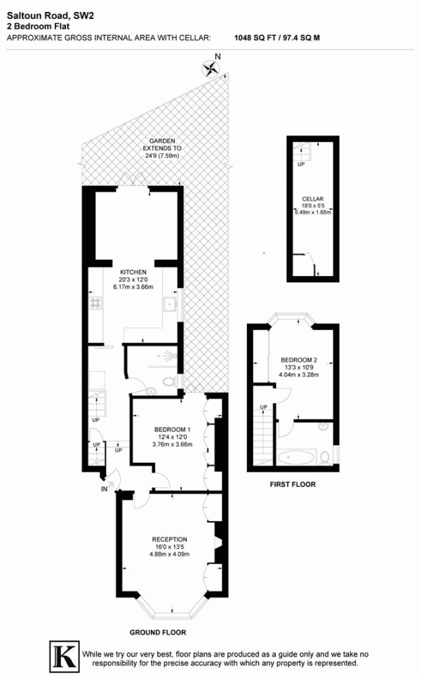 Floor Plan Image for 2 Bedroom Flat for Sale in Saltoun Road, SW2