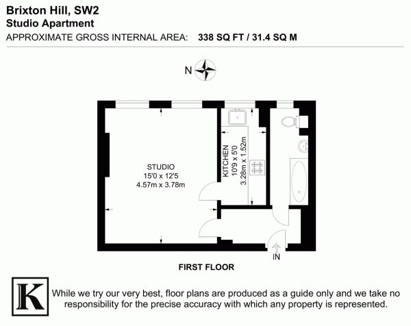 Floor Plan Image for Studio for Sale in Brixton Hill, SW2