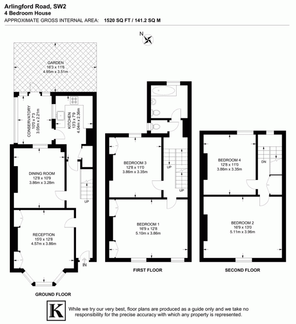 Floor Plan Image for 4 Bedroom Terraced House for Sale in Arlingford Road, SW2