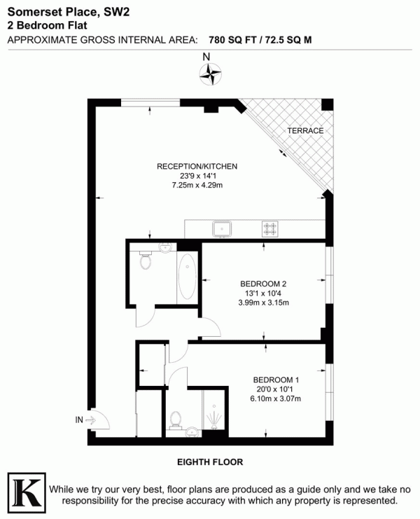 Floor Plan Image for 2 Bedroom Flat for Sale in Brixton Hill, SW2