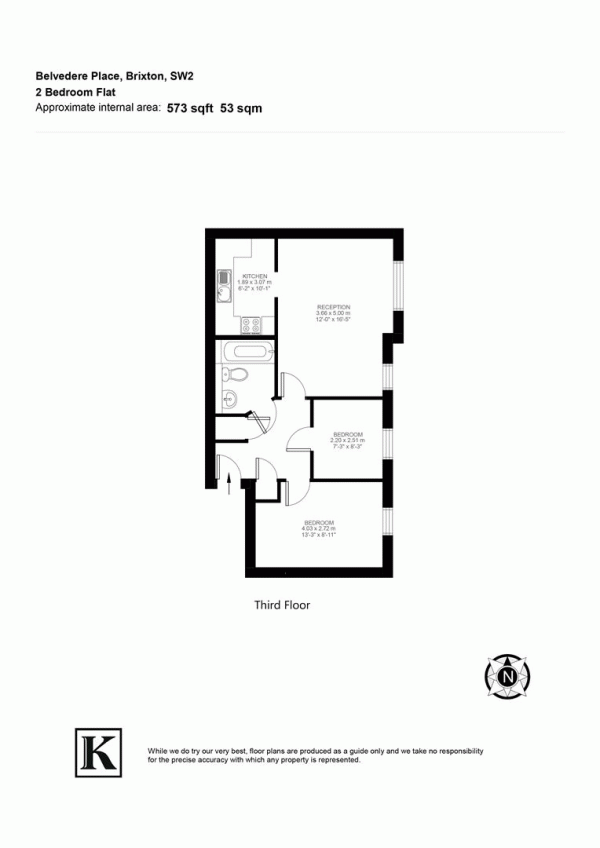 Floor Plan Image for 2 Bedroom Flat to Rent in Belvedere Place, SW2