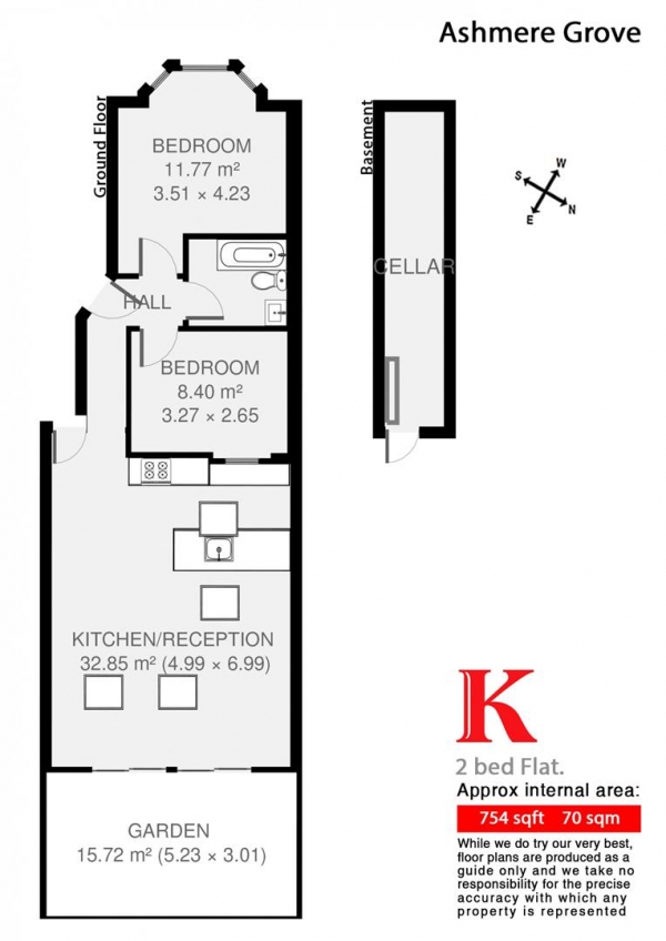 Floor Plan Image for 2 Bedroom Flat to Rent in Ashmere Grove,SW2