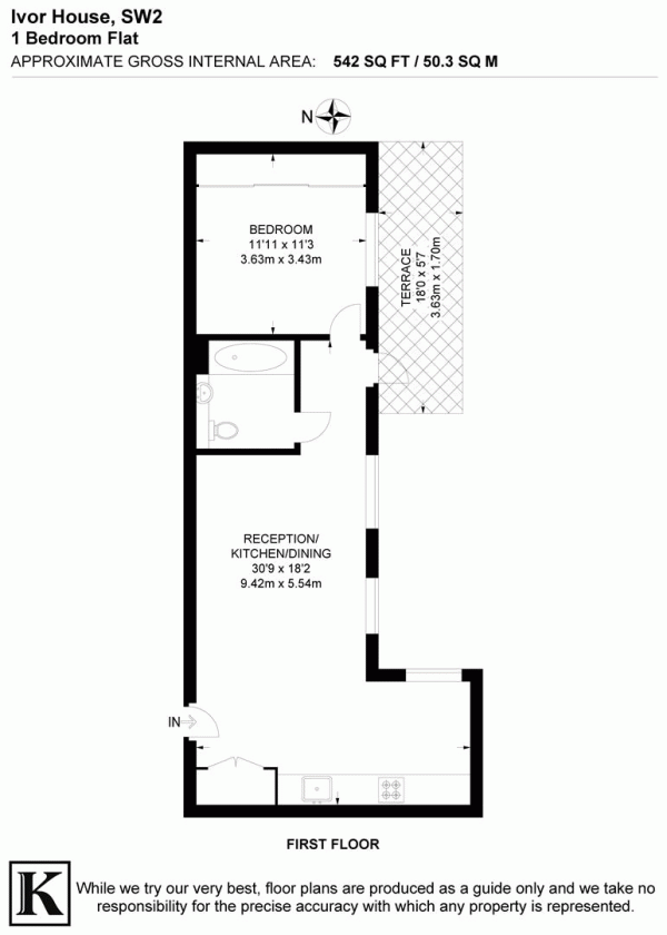 Floor Plan for 1 Bedroom Flat for Sale in Acre Lane, SW2, SW2, 5RS -  &pound514,500