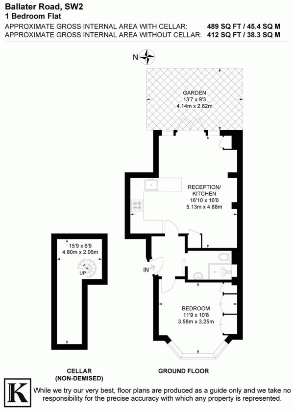 Floor Plan Image for 1 Bedroom Flat for Sale in Ballater Road, SW2