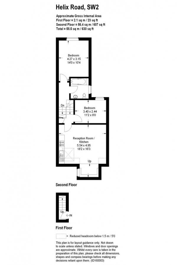 Floor Plan Image for 2 Bedroom Flat to Rent in Helix Road, SW2