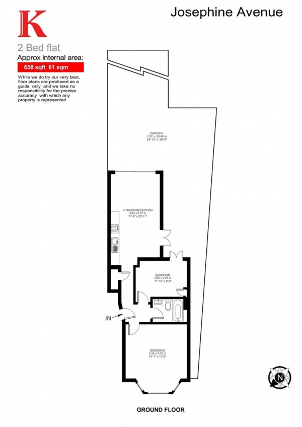 Floor Plan for 2 Bedroom Flat to Rent in Josephine Avenue, SW2, SW2, 2JY - £450  pw | £1950 pcm