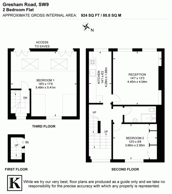 Floor Plan Image for 2 Bedroom Flat for Sale in Gresham Road, SW9