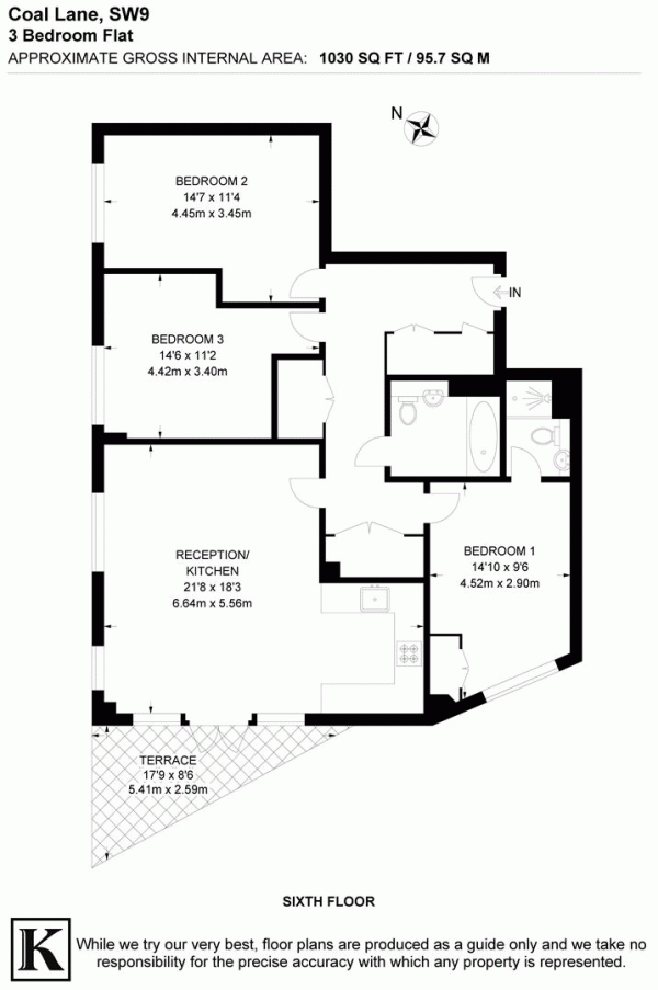 Floor Plan for 3 Bedroom Flat for Sale in Coal Lane,SW9, SW9, 8FZ - Offers Over &pound700,000