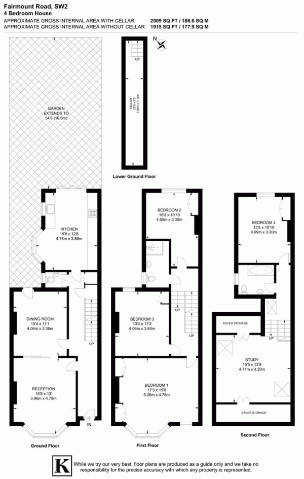 Floor Plan Image for 4 Bedroom Terraced House to Rent in Fairmount Road, SW2