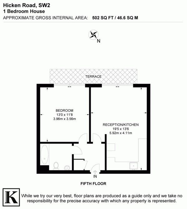 Floor Plan Image for 1 Bedroom Flat for Sale in Hicken Road, SW2