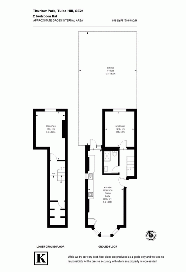 Floor Plan for 2 Bedroom Flat to Rent in Thurlow Park Road, SE21, SE21, 8JP - £426  pw | £1846 pcm