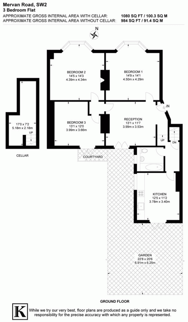 Floor Plan Image for 3 Bedroom Flat for Sale in Mervan Road, SW2