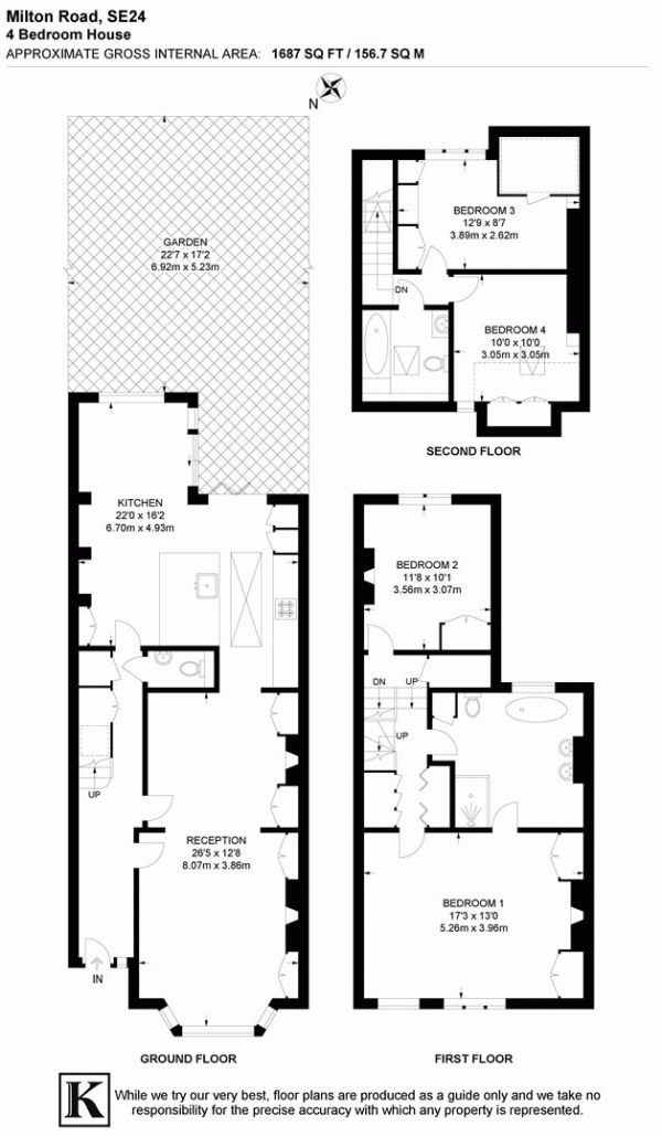Floor Plan Image for 4 Bedroom Property to Rent in Milton Road, London