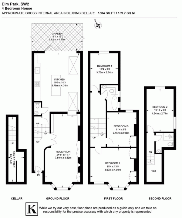 Floor Plan Image for 4 Bedroom Property for Sale in Elm Park, SW2