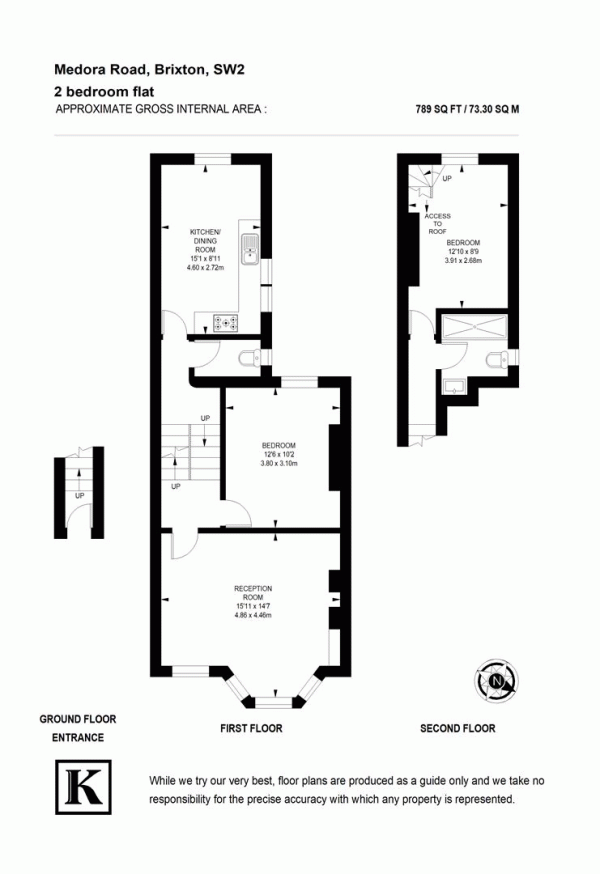 Floor Plan Image for 2 Bedroom Flat to Rent in Medora Road, Brixton, London