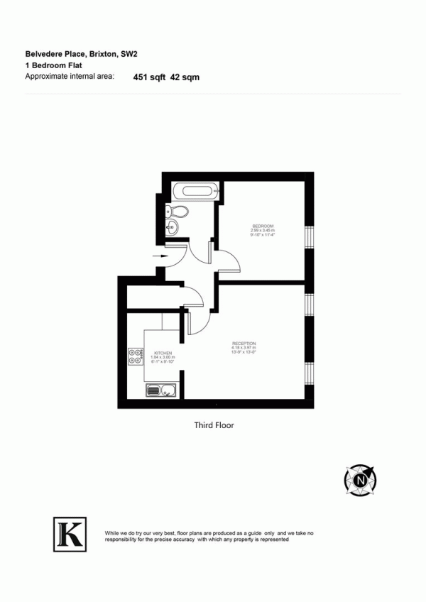 Floor Plan Image for 1 Bedroom Flat for Sale in Belvedere Place, SW2