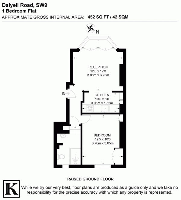 Floor Plan Image for 1 Bedroom Flat for Sale in Dalyell Road, SW9