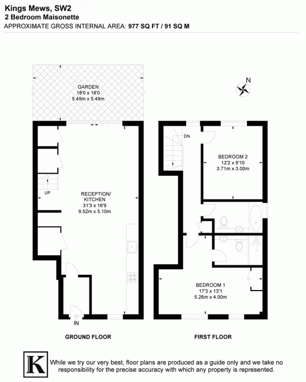 Floor Plan for 2 Bedroom Maisonette for Sale in Kings Mews. SW2, SW2, 5PR -  &pound775,000