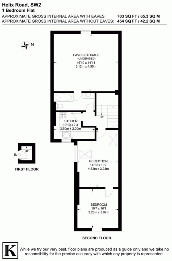 Floor Plan for 1 Bedroom Flat for Sale in Helix Road, SW2, SW2, 2JR -  &pound375,000