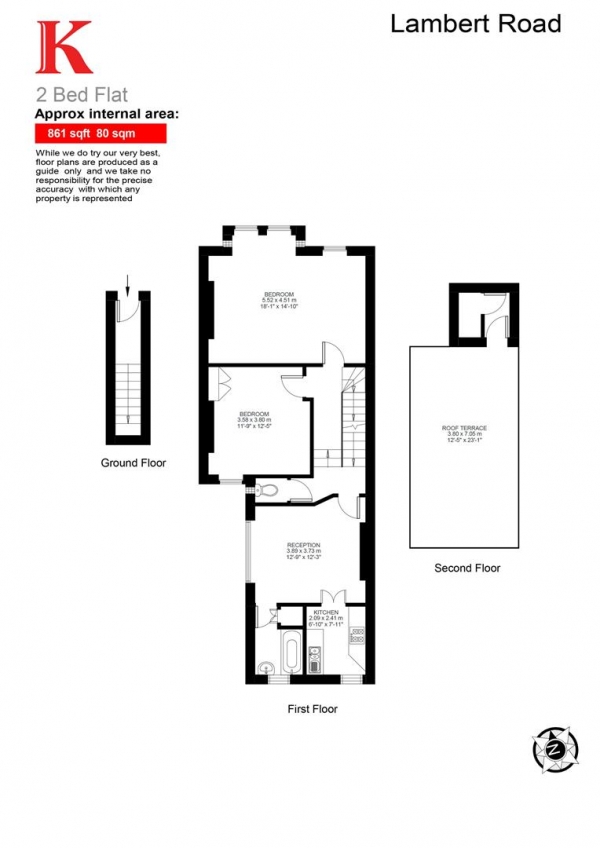 Floor Plan for 2 Bedroom Maisonette to Rent in Lambert Road, SW2, SW2, 5BB - £498  pw | £2158 pcm