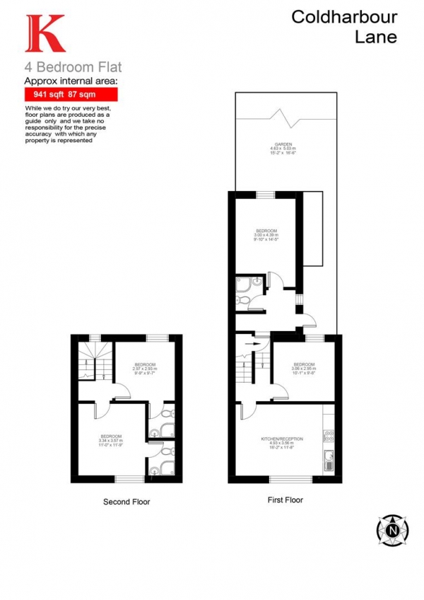 Floor Plan for 4 Bedroom Flat to Rent in Coldharbour Lane, London, SW9, 8QH - £876  pw | £3796 pcm