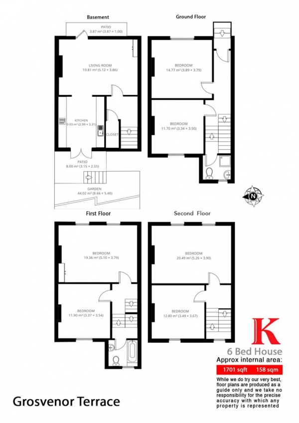 Floor Plan Image for 6 Bedroom Terraced House to Rent in Grosvenor Terrace, SE5