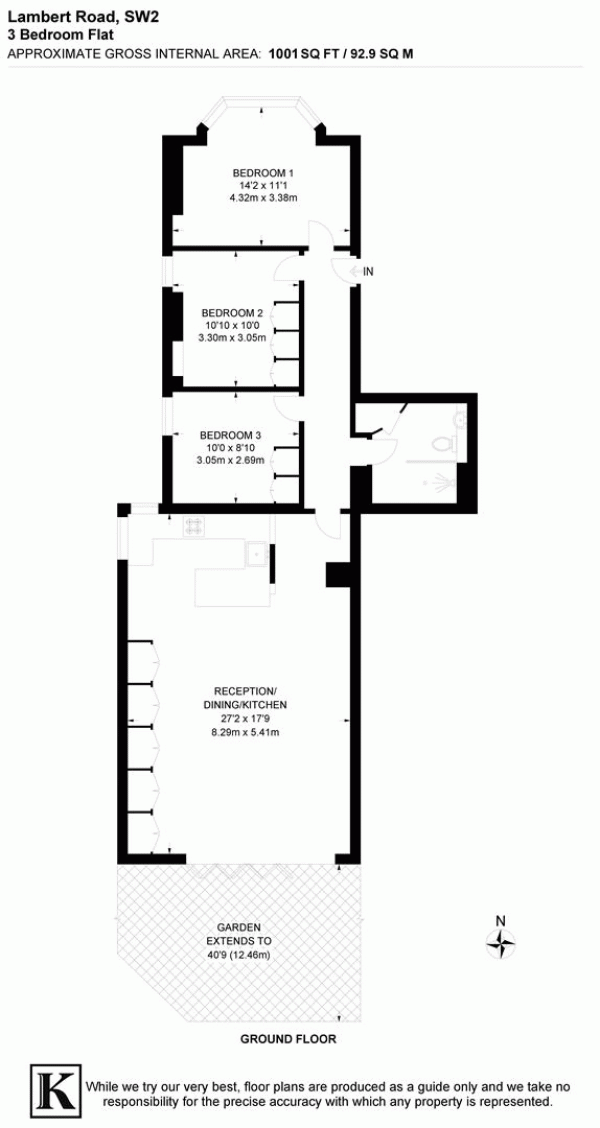 Floor Plan Image for 3 Bedroom Flat for Sale in Lambert Road, SW2