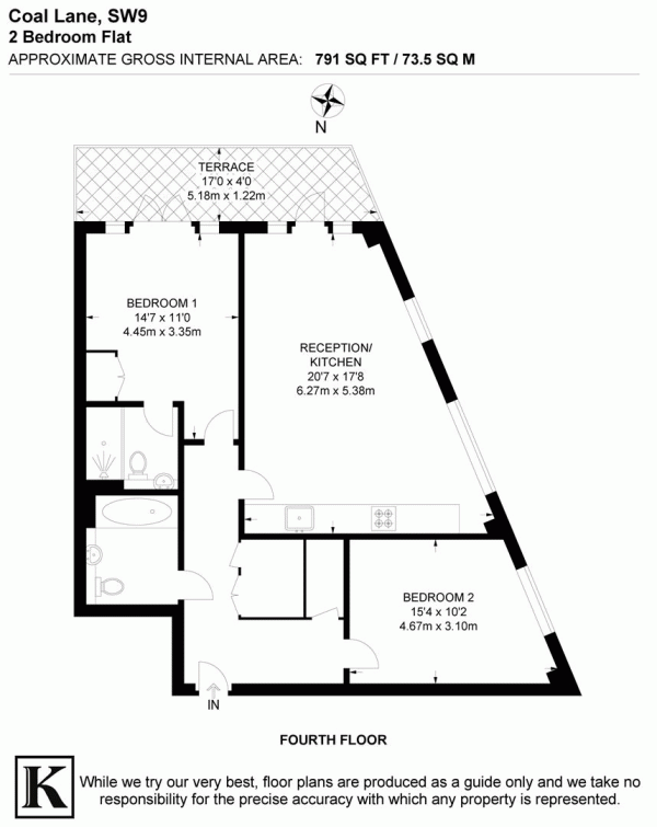 Floor Plan for 2 Bedroom Flat for Sale in Coal Lane, SW9, SW9, 8FZ -  &pound575,000