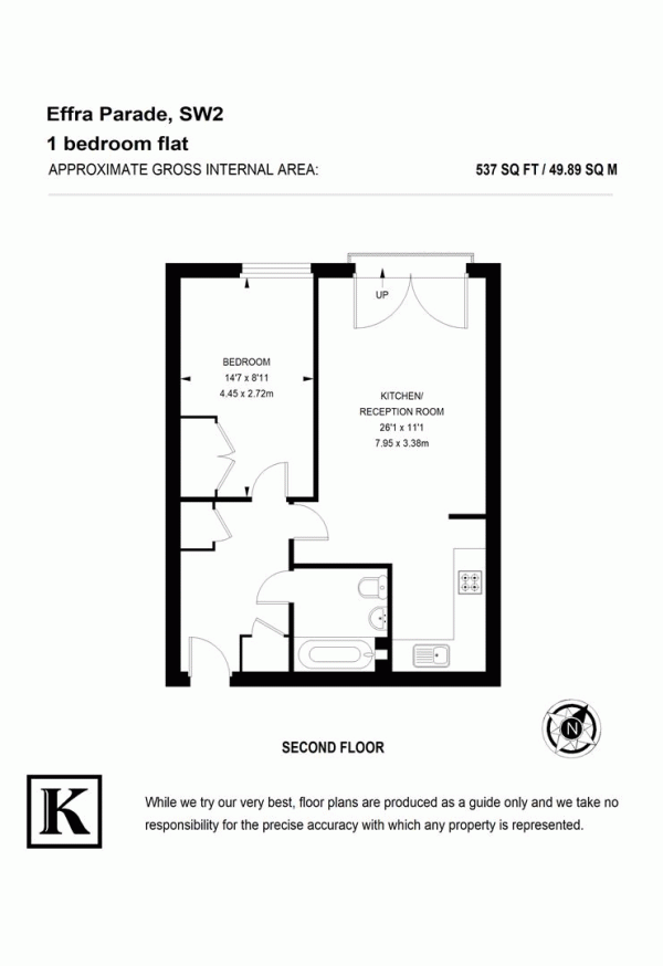 Floor Plan Image for 1 Bedroom Flat to Rent in Effra Parade, London