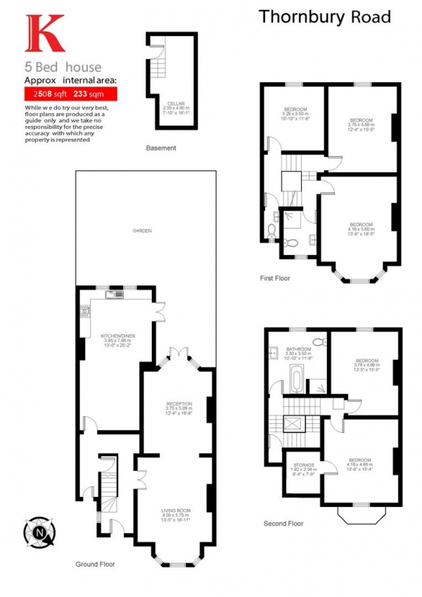 Floor Plan Image for 5 Bedroom Property to Rent in Thornbury Road, Brixton, London